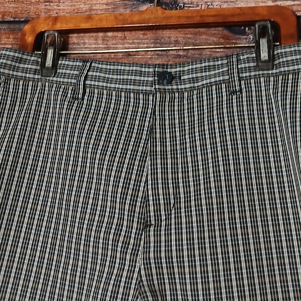 Adidas Golf Shorts Mens 34Tan Black Plaid Lightweight Performance Activewear - Picture 3 of 8